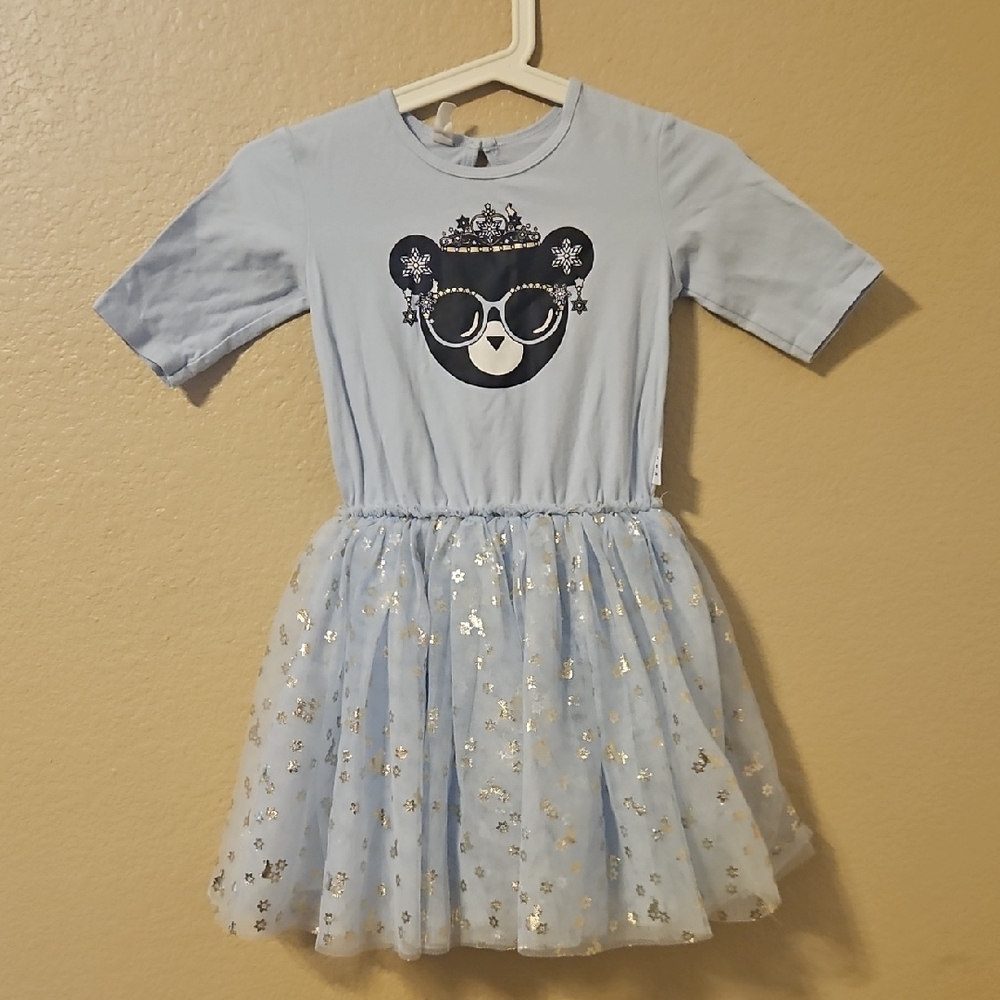 Adorable Blue Bear Print Kids Dress